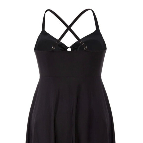 Hanna Nikole Black One Piece Tummy Control Swim Romper With Boyshort  26W - Picture 4 of 9